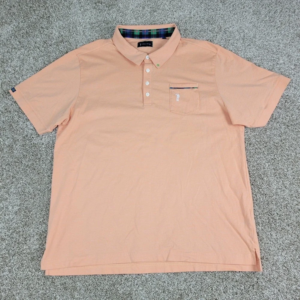 William Murray Mens XL Solid Peach Performance Stretch Golf Polo Short Sleeve - Picture 2 of 7